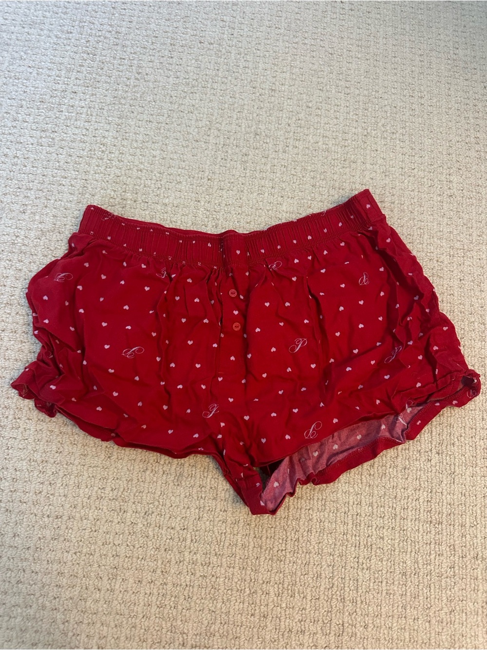 PINK Victoria's Secret Red Heart-Print Lounge Shorts